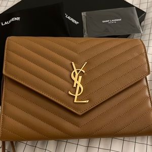 Saint Laurent monogram quilted clutch / wristlet